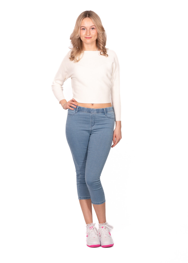 Women  Light Indigo Crop Denim Jeggings Pant