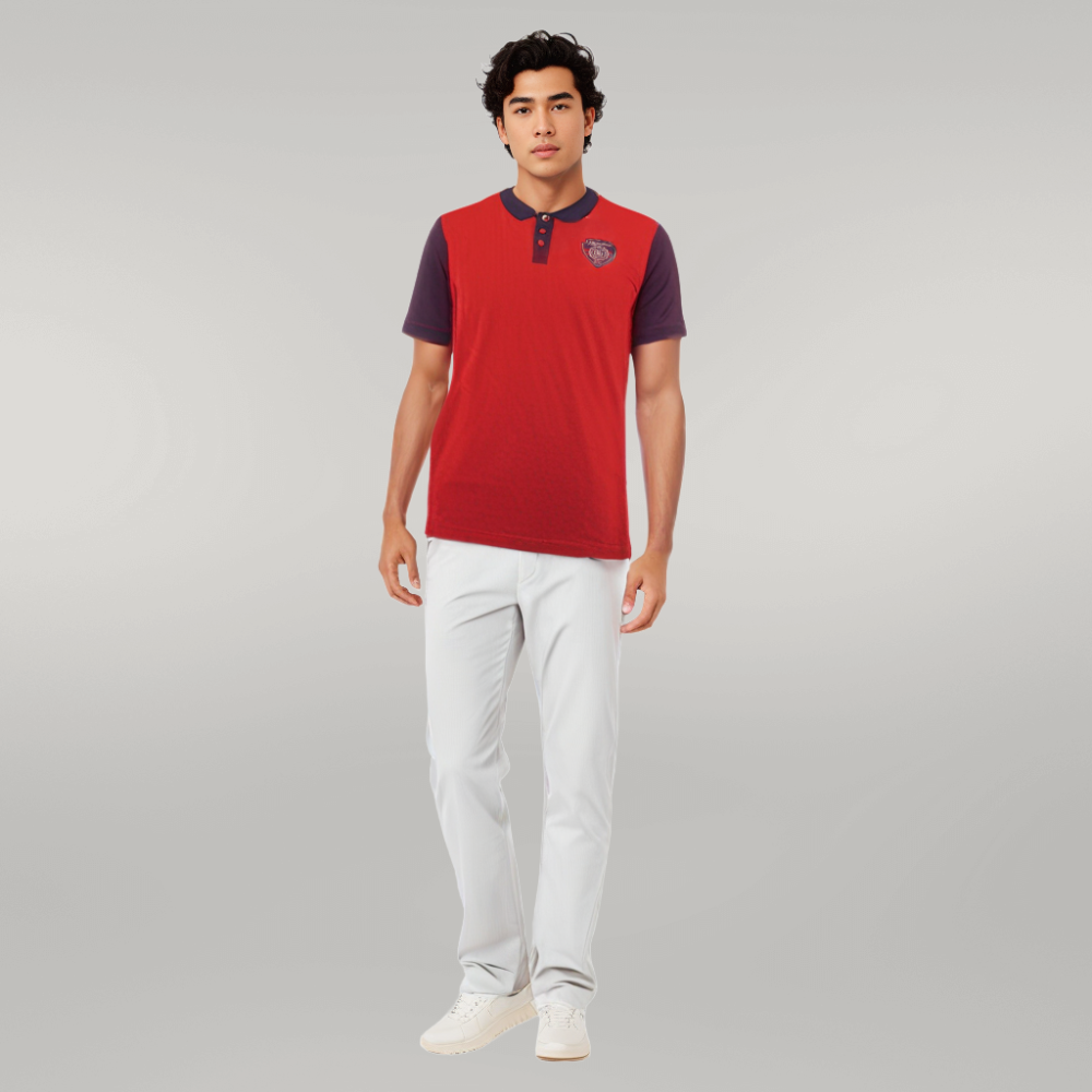 MENS SHORT SLEEVE POLO SHIRT WITH EMBROIDERY ON CHEST AND BACK FIFTY FIVE