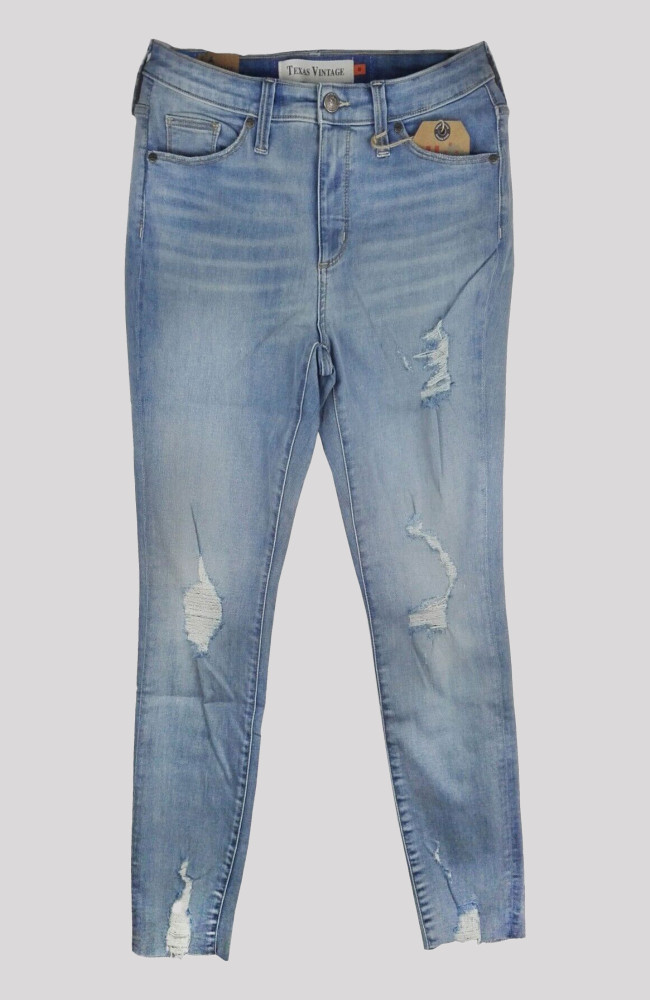 Ladies Mid Indigo Blue wash Cropped Jeans